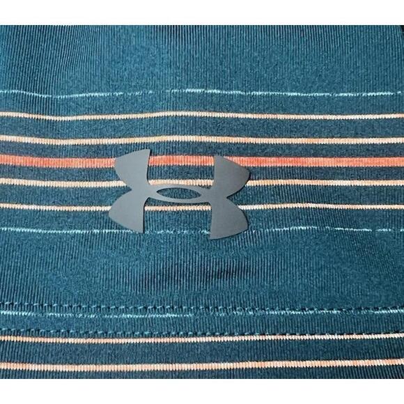 Under Armour Polo Shirt Mens Size XL Green Orange‎ Striped Bald Mountain Golf - Picture 13 of 13
